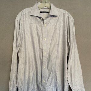 J. Campbell Men’s Micro Dot Dress Shirt White/Black Size 16 34/35 100% Cotton